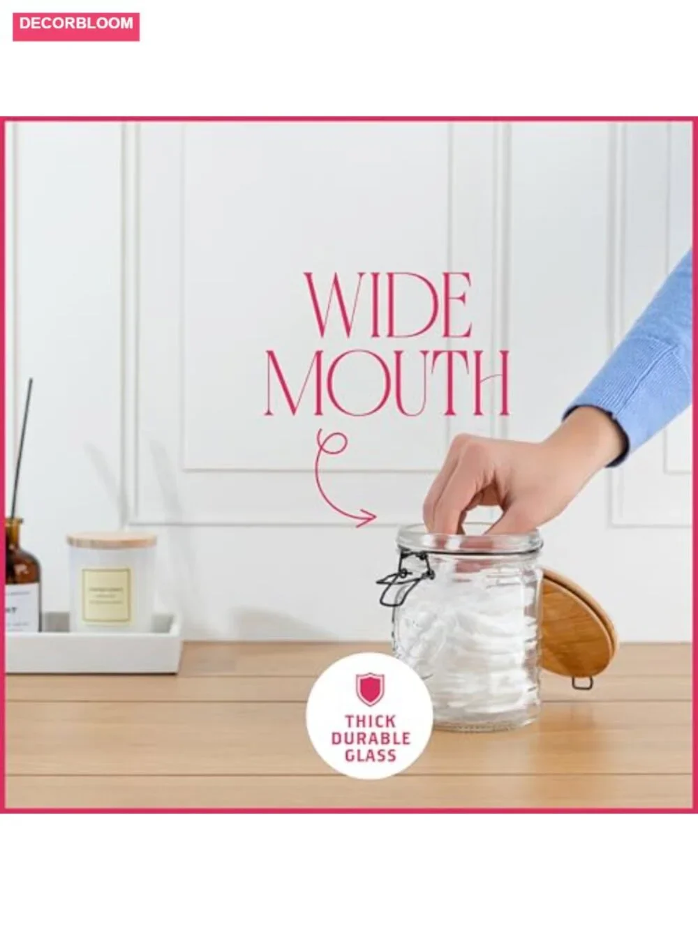 Set of 3 Glass Storage Jars with Airtight Lids - 23 oz